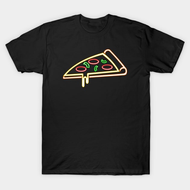 Neon Pizza Slice T-Shirt by scoffin